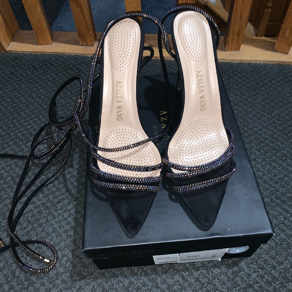 azalea wang lace up black heels . worn a few times